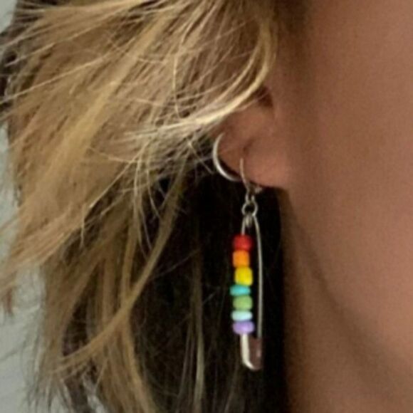 5/$25 Gay Pride LGBTQI Safety Pin Beaded Earrings - Picture 4 of 8